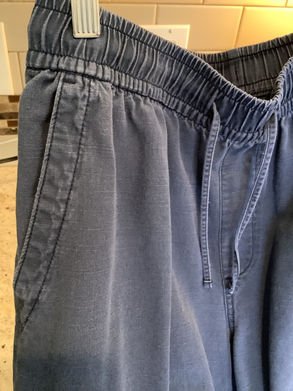 Old Navy Blue Cargo Pants - Elastic Waist Drawstring Wide Leg Size Medium - Picture 3 of 8